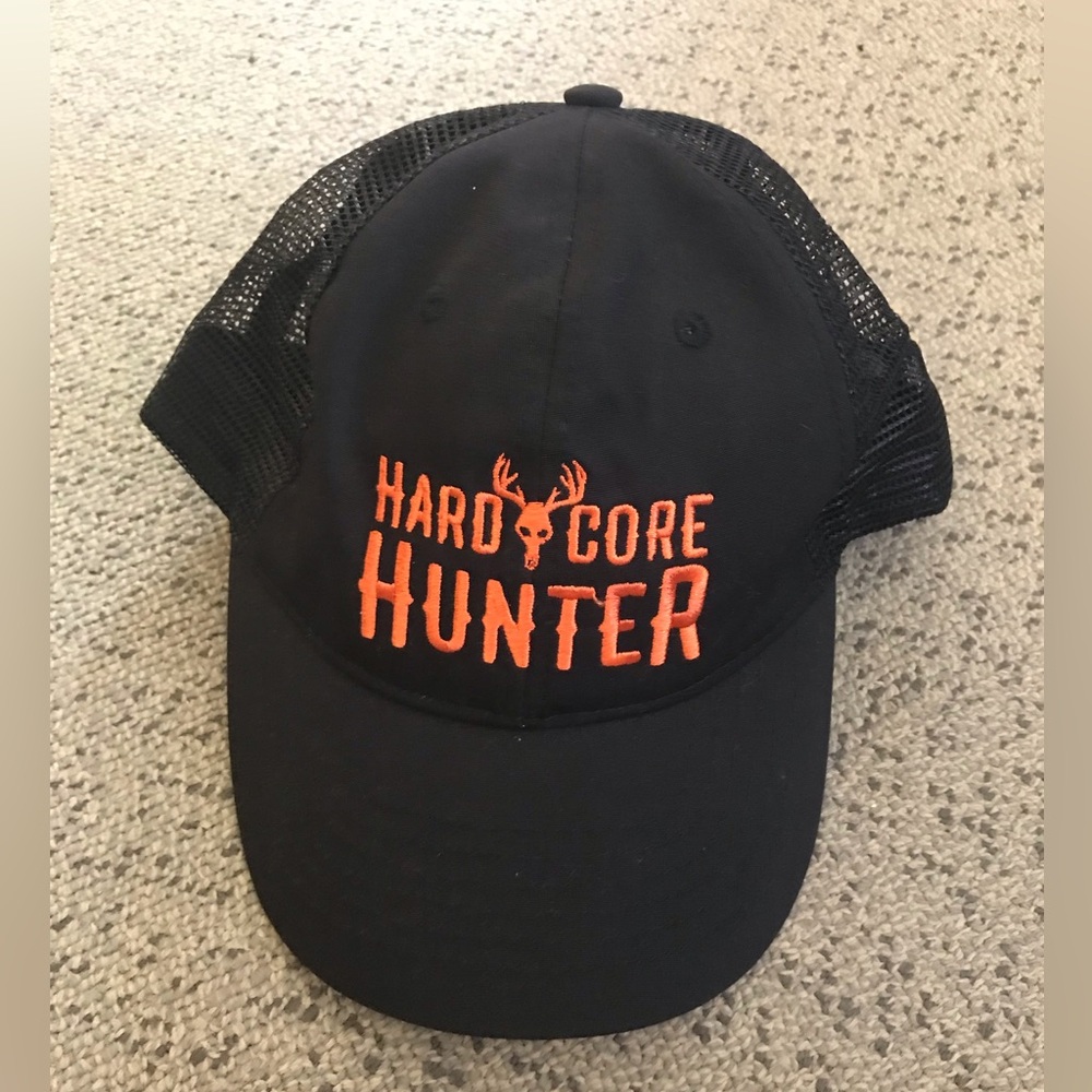 Hardcore Hunter Black Trucker Hat with Orange Embroidery
